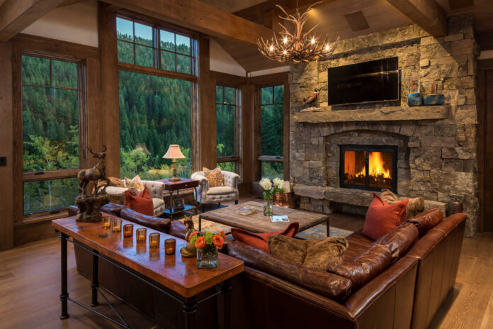 Rustic Fireplace and Mantel
